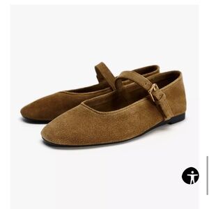 Zara Suede Mary Jane Flats size 10